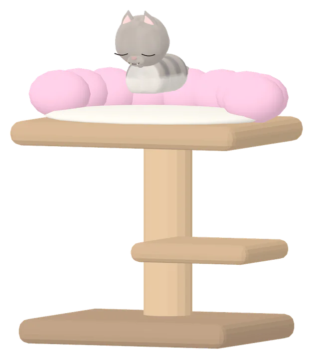 A cat curled up on a cloud perch